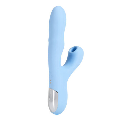 Голубой вибратор с ротацией и вакуумной стимуляцией BeYourLover Rosubi (Цвет: голубой)