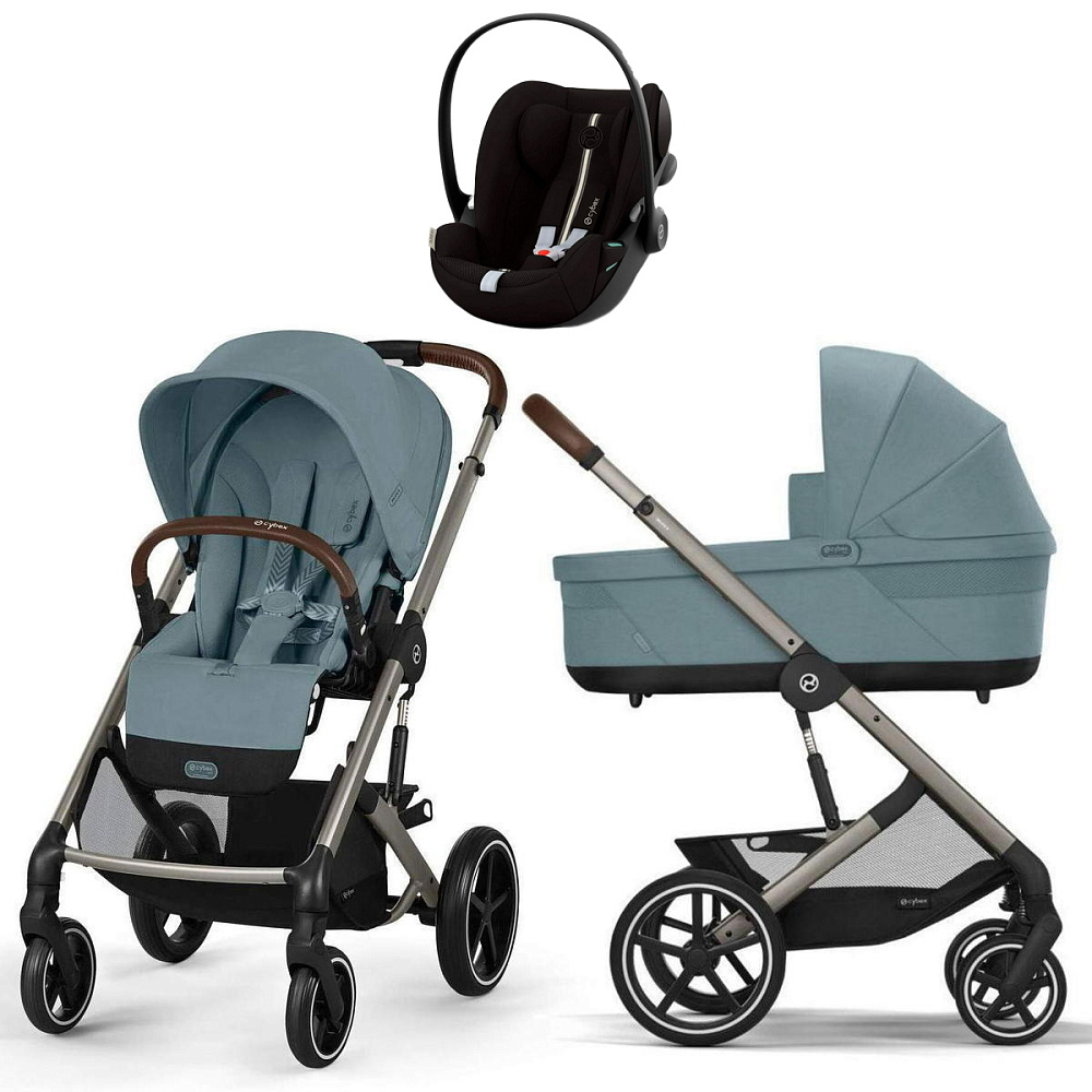 Коляска Cybex Balios S Lux TPE complete Cloud G Moon Black Plus Base G 4 в 1 Stormy Blue с дождевиками