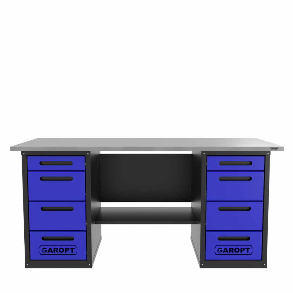 Верстак двухтумбовый 4 ящиков /4 ящиков, синий 1800*700 GAROPT, GT1800Y4Y4.blue