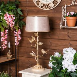 Настольная лампа Терра Spring Айвори с абажуром Тюссо Игуана Беж