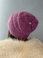 шапка зимняя вязаная ангора с пайетками