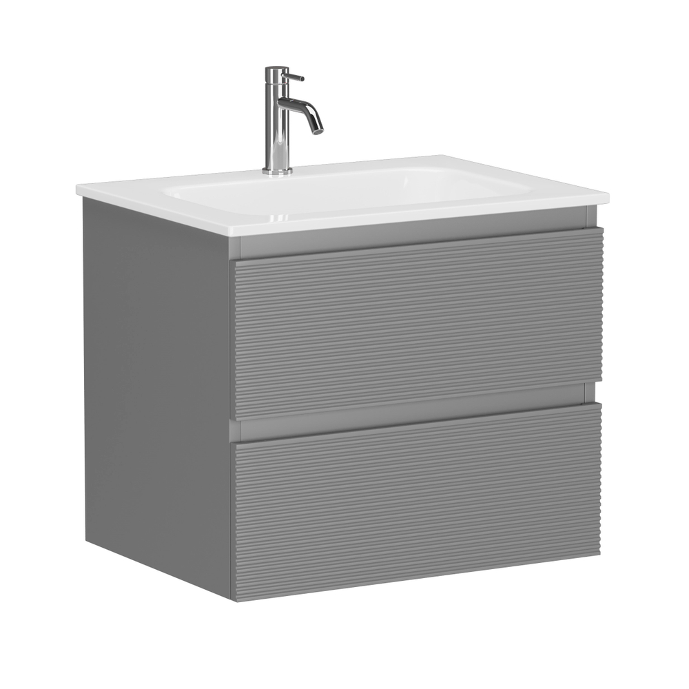 Тумба подвесная под раковину Sancos Folk, Ergraut soft 590х445х500