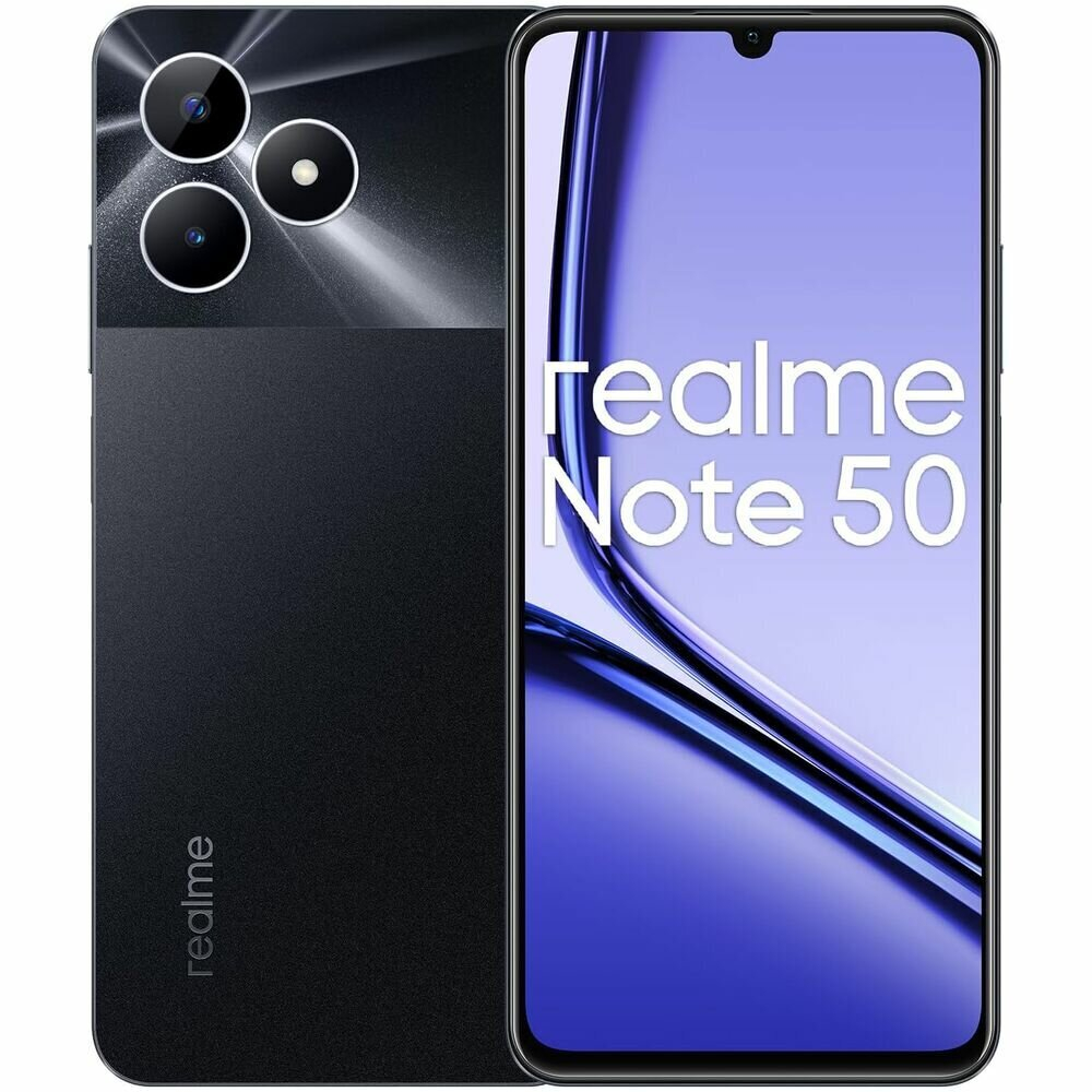 Смартфон realme Note 50 3/64 ГБ RU, Dual nano SIM, полуночно-черный