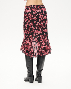 Юбка миди из принтованного шифона с воланом
