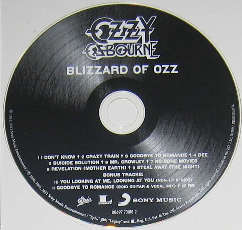OZZY OSBOURNE. Blizzard Of Ozz (CD) Оззи Осборн