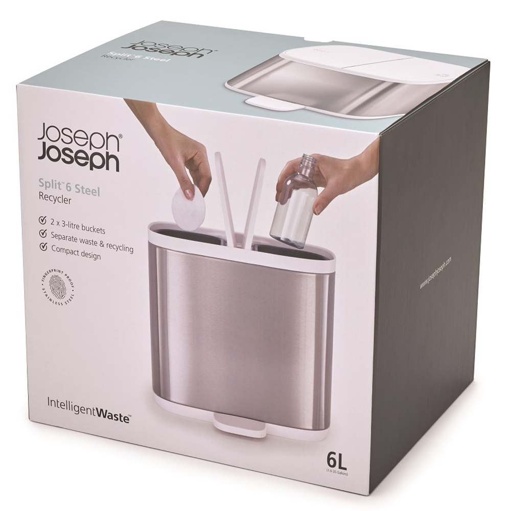 Контейнер мусорный split™, 6 л, нержавеющая сталь