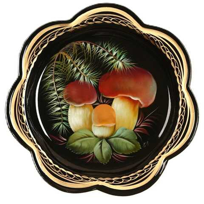 Жостовский поднос декоративный, размер 18 см (A1), металлический