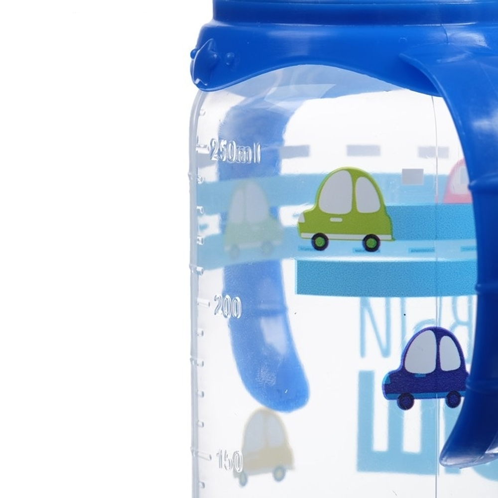 Бутылочка для кормления «Малыш» детская классическая, с ручками, 250 мл, от 0 мес., цвет син. 296982