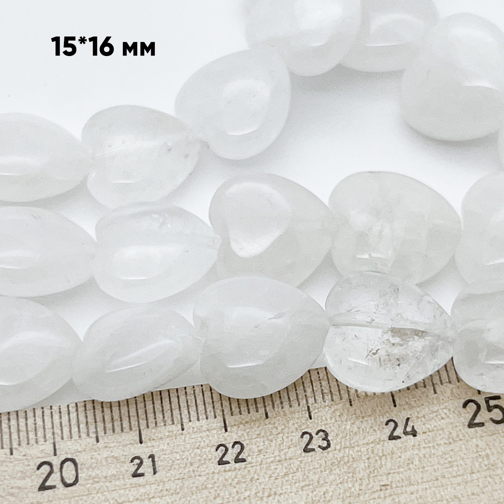 Кварц, сердце, размер около 15*16 мм, цена за набор 5 шт