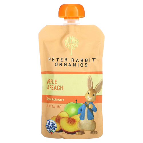 Pumpkin Tree Organics, Peter Rabbit Organics, органическое фруктовое пюре, яблоко и персик, 113 г (4 унции)