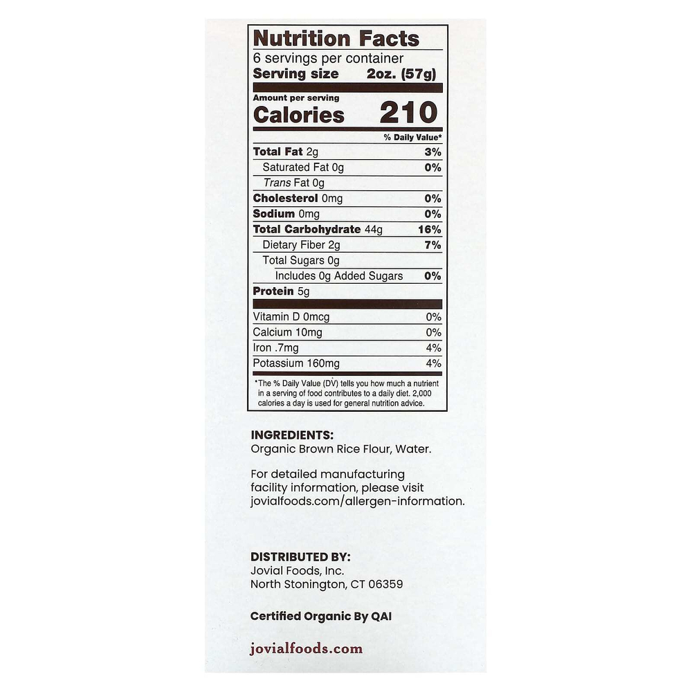 Jovial, Органическая паста из коричневого риса, Mafalda, 340 г (12 унций)