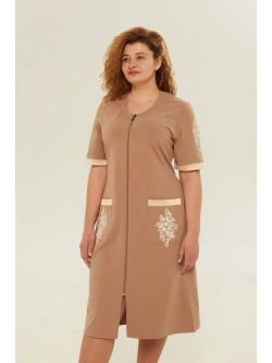 Халат трикотажный с гипюром домашний на молнии