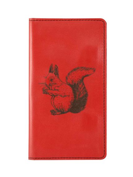 Фото функционального кошелька Белка из красной кожи, вид фасад.