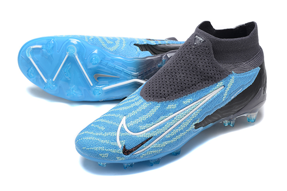 Бутсы Nike Phantom GX Elite FG (Черный+голубой)