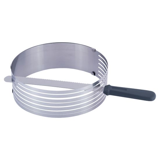 Форма-слайсер для бисквита регулируемая 24,5-30 см. Kamille KM 7799 с отверстием для нарезки и ножом