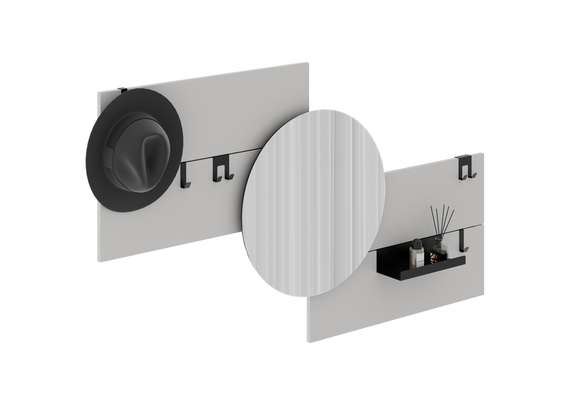 Вешалка Stripe M горизонтальная с зеркалом D 60 см (светло-серый)