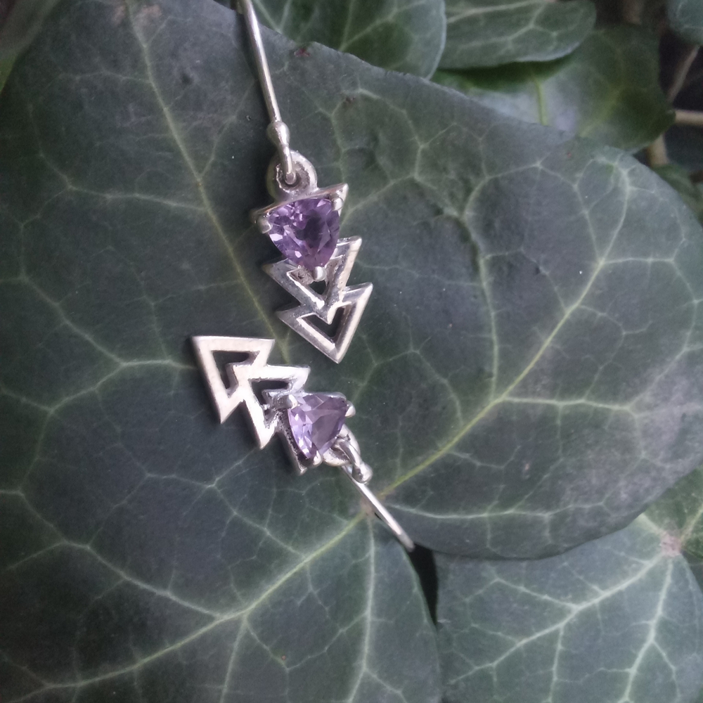 Серьги СТРЕЛА серебро/аметист