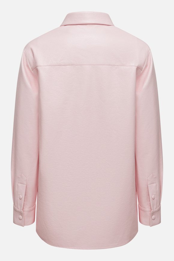 Рубашка из розовой экокожи