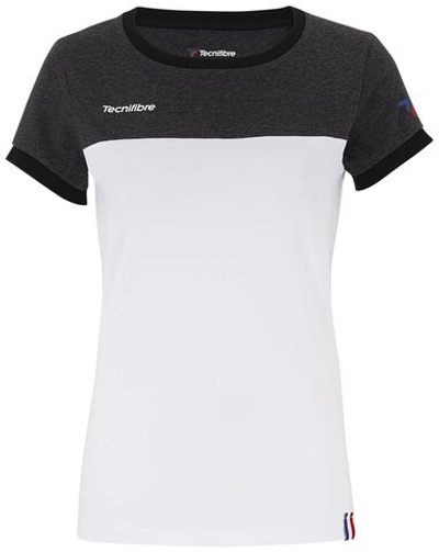 Женская футболка теннисная Tecnifibre Lady F1 Stretch - black/heather/white