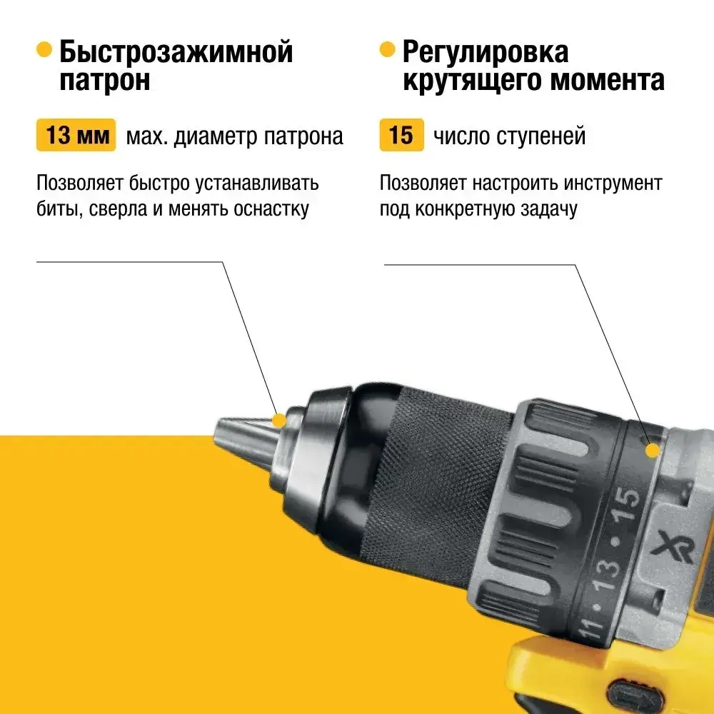 Аккумуляторная бесщеточная дрель-шуруповерт DEWALT, 18 В, 2000 об/мин, с 2 АКБ 2 Ач и ЗУ, в кейсе TSTAK, DCD791D2