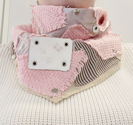 Шейный платок, бактус дизайнерский бежевый с розовым