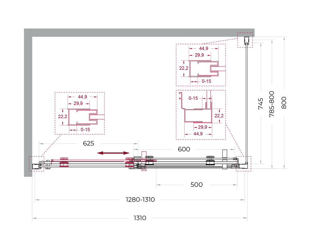 Душевой уголок BelBagno MARINO-2-AH-1-130/80-C-CR 130х80см профиль хром, стекло прозрачное