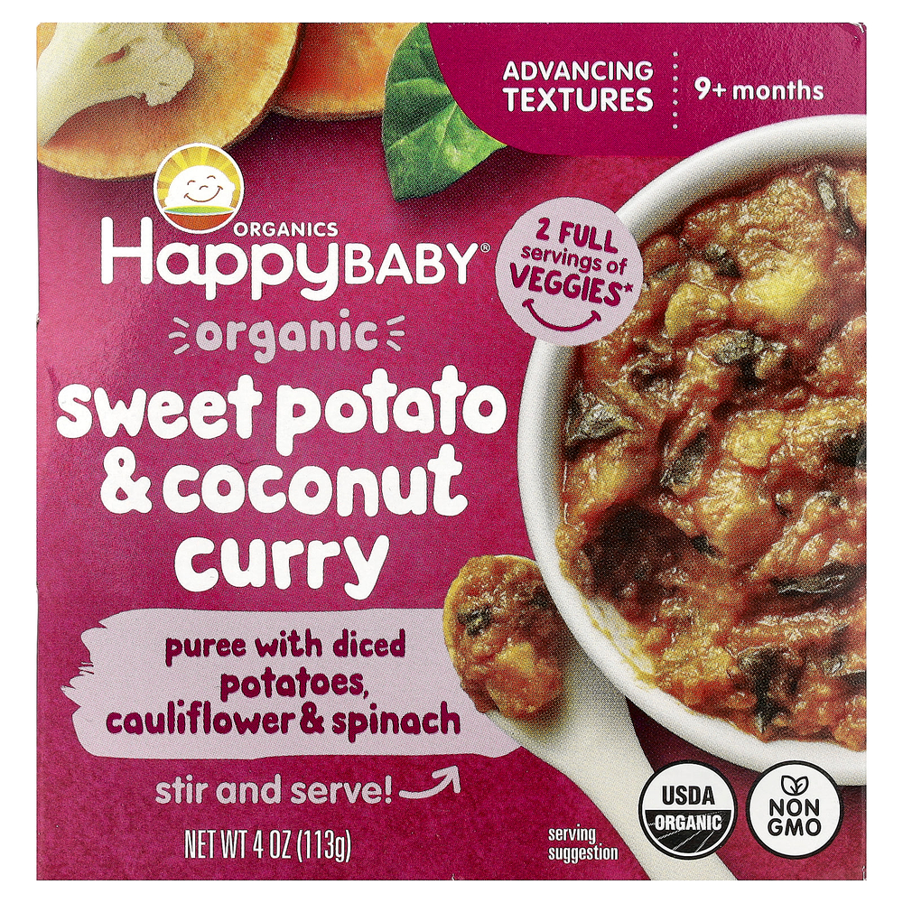 Happy Family Organics, Happy Baby®, органический карри с бататом и кокосом, для детей от 9 месяцев, 113 г (4 унции)