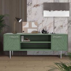 Тумба под ТВ Арт Колор leaves 155см Стайл Сильвер Зеленый нефрит