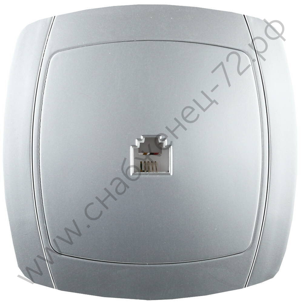 СВЕТОЗАР Акцент, телефонная одинарная в сборе цвет серебристый металлик, Электрическая розетка (SV-54217-SM)