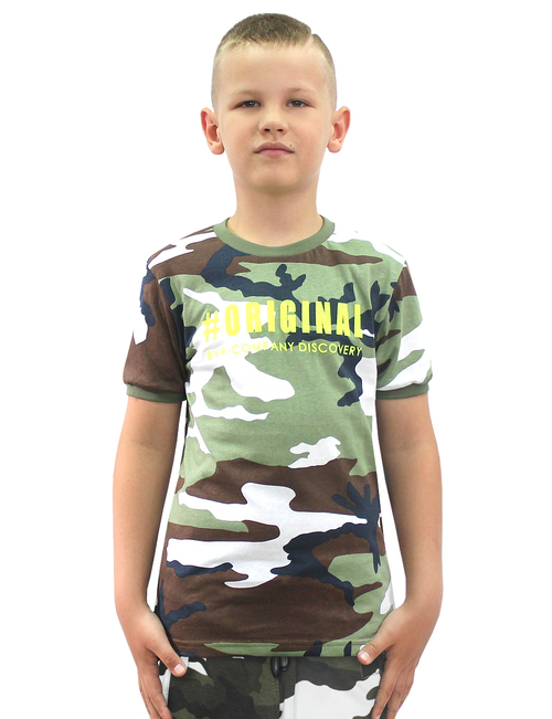 Футболка детская камуфляжная Бело-зелёный КМФ 3746