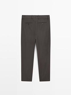 Massimo Dutti Костюмные брюки из шерсти, коричневый