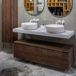 Тумба с раковиной и столешницей Armadi Art Flat 120 2 ящика, темный дуб