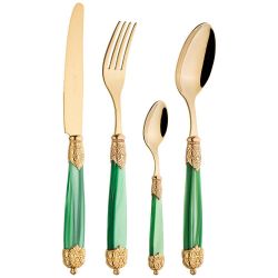 НАБОР СТОЛОВЫХ ПРИБОРОВ "MIRAGE GOLD GREEN" НА 6 ПЕРСОН 24 ПР.