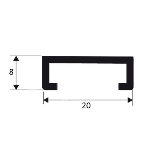 Фриз "браш" 20*8мм "DO-3" 3м Серебро глянец П-обр. анод. алюм.