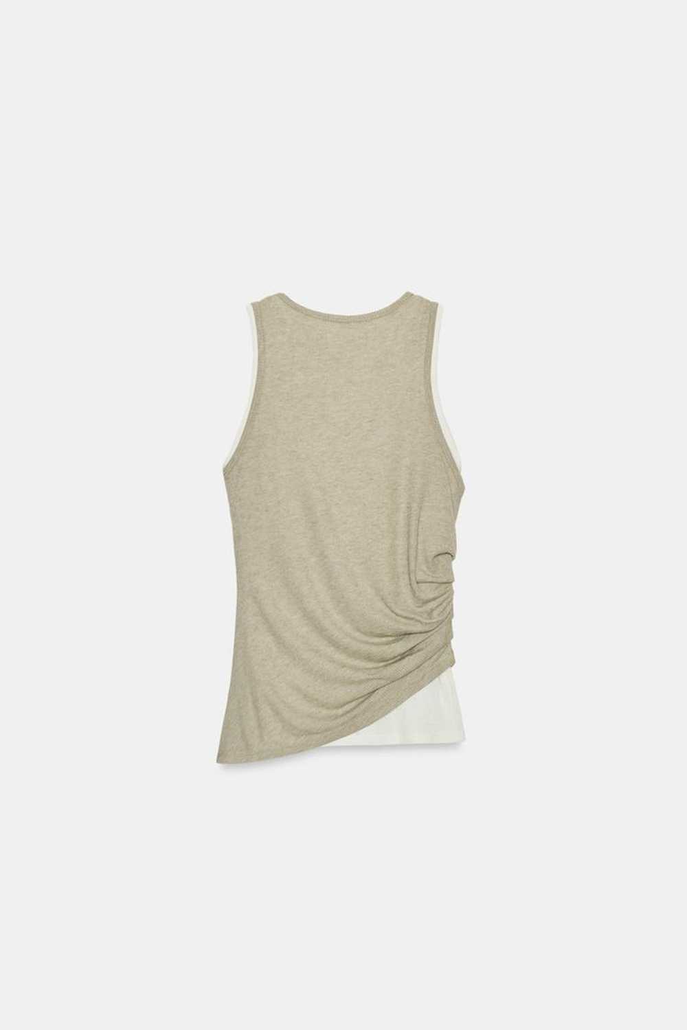 ZARA ТОП В СТИЛЕ РУСТИК С ДВОЙНЫМ ЭФФЕКТОМ, БЕЛЫЙ/ЗЕЛЕНЫЙ