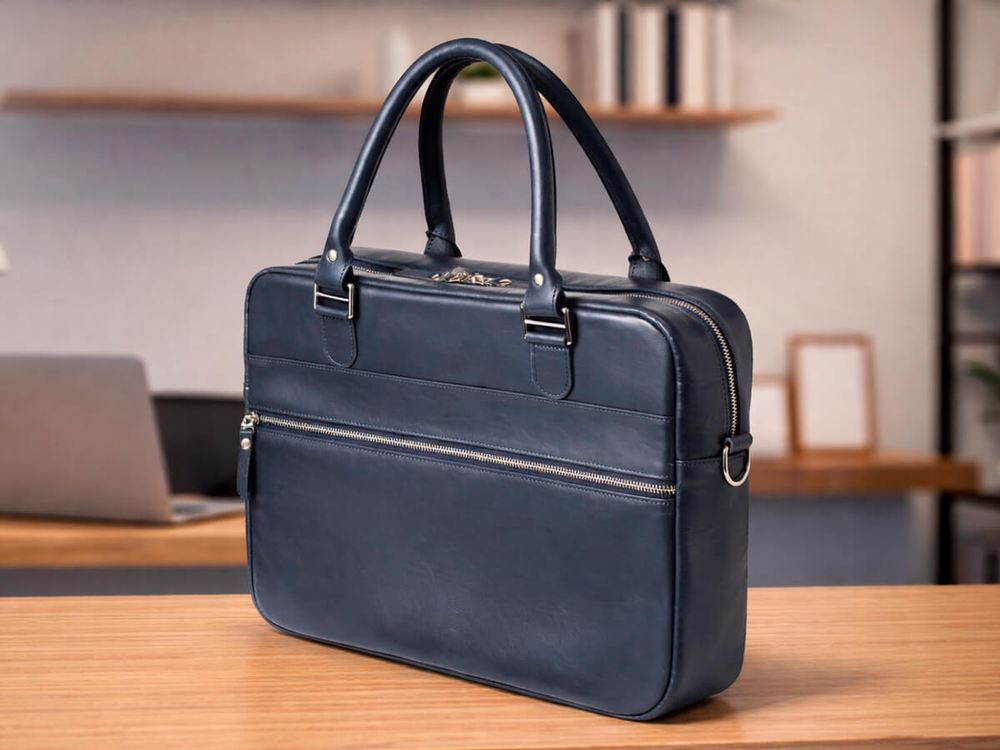 Деловая сумка из натуральной кожи "Alverio Blue"