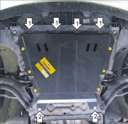 Защита картера двигателя, КПП (2 мм, сталь) для Renault Kangoo 2008-2017, Mercedes Citan 2013-2021 Motodor.01729