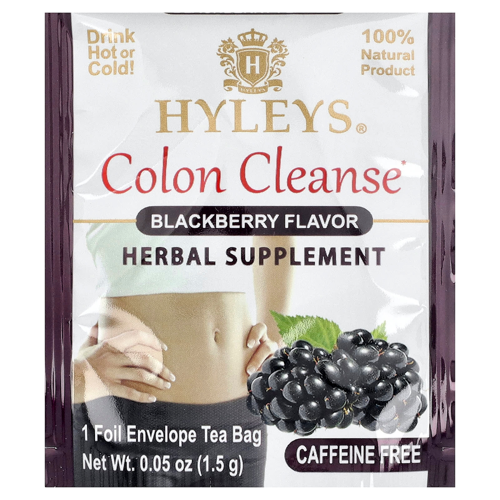 Hyleys Tea, средство для очищения кишечника, ежевика, без кофеина, 25 чайных пакетиков, 37,5 г (1,32 унции)