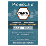 ProBioCare, Men's Once Daily, пребиотик, пробиотик, постбиотик, 100 млрд, 30 растительных капсул