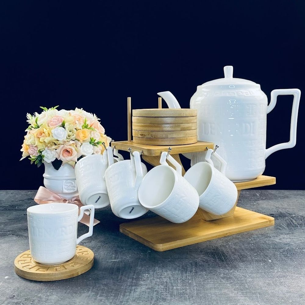 Lenardi 140-142 Кофейный набор 13пр.130 мл на подставке BAMBOO в под.уп.(х6)Фарфор