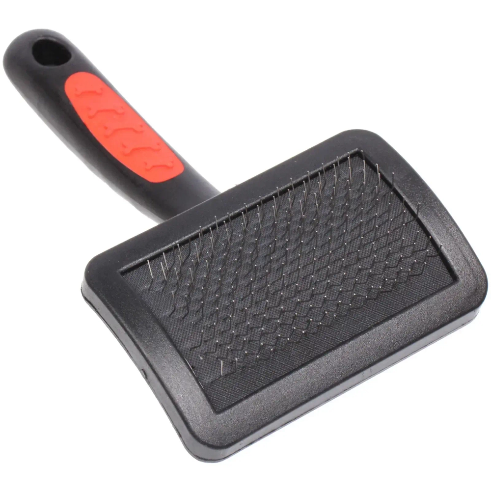 Расческа - пуходёрка для животных с каплями «ЛАПУСИКИ» прорезиненная ручка, цвет черный, 12*7,5см (блистер)✦