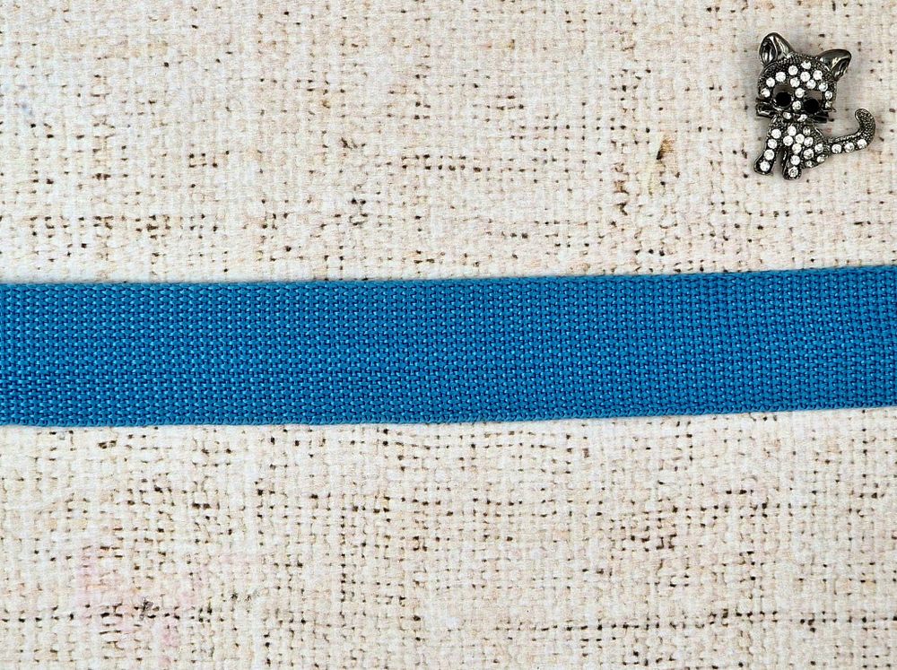 Лента ременная стропа, 14 гр/м, ш. 2,5 см, бирюза
