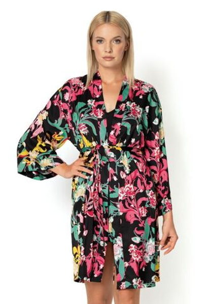 Халат Clarisa с растительным принтом (Размер: S) (Цвет: черный)