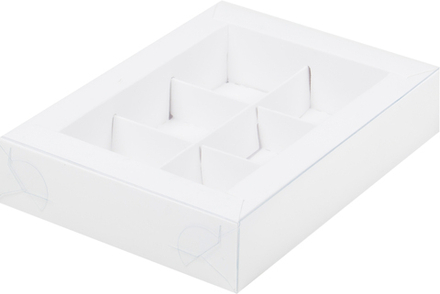 Коробка для конфет с пластиковой крышкой 155*115*30 мм (6) (белая)