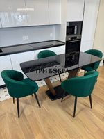 Кухонный раскладной стол "Прадо" черный мрамор и 4 стула Палермо