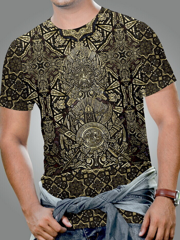 Мужская футболка "Три Виктории", по мотивам мозаик Павла Корина