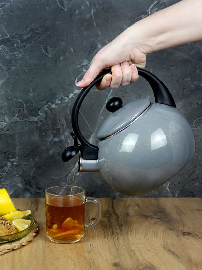 Чайник 2,2 л. эмалированный со свистком Kamille KM 1038D с черной бакелитовой ручкой