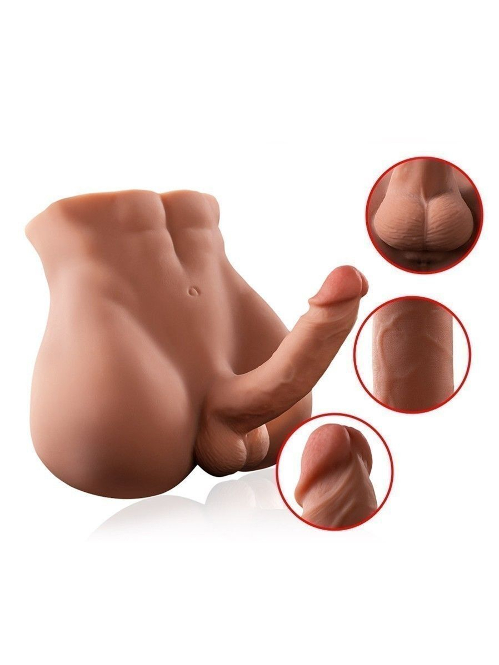 Телесный мужской торс с вибрацией и возвратно-поступательными движениями Bartlett (Цвет: телесный)