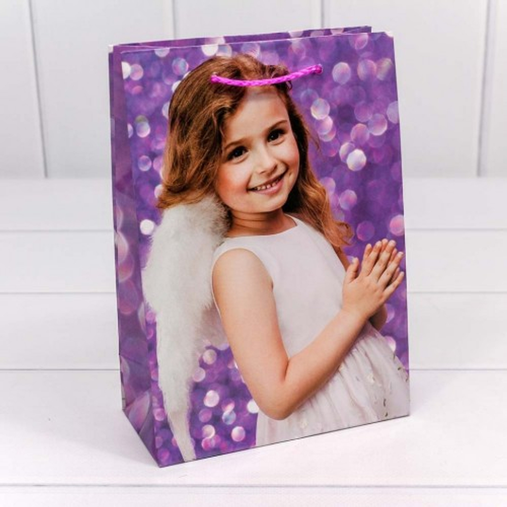 Пакет подарочный 14х20см "Ангелочки" (Микс)