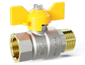 Шаровой кран латунный для газа, ручка-бабочка (Ду15-32) ВР-НР LD Pride